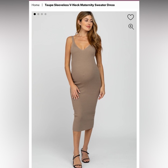 Taupe Maternity Sweater Dress - Picture 2 of 2